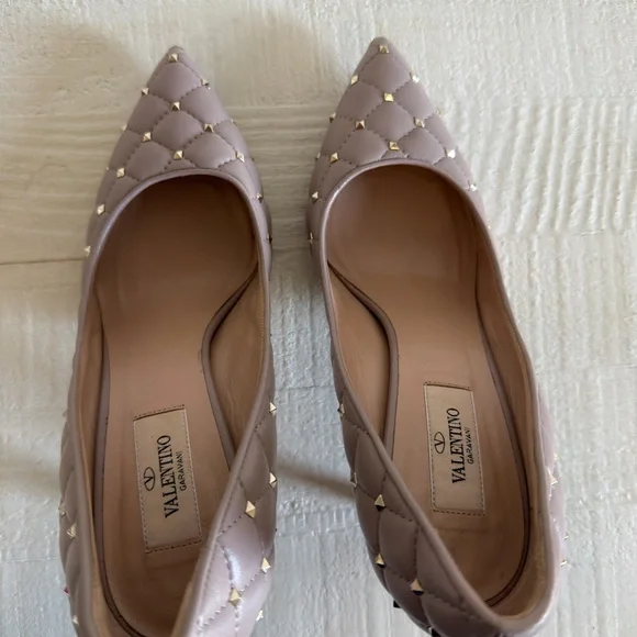 Valentino Women's Quilted Studded Heels - Light Brown - Picture 2 of 3